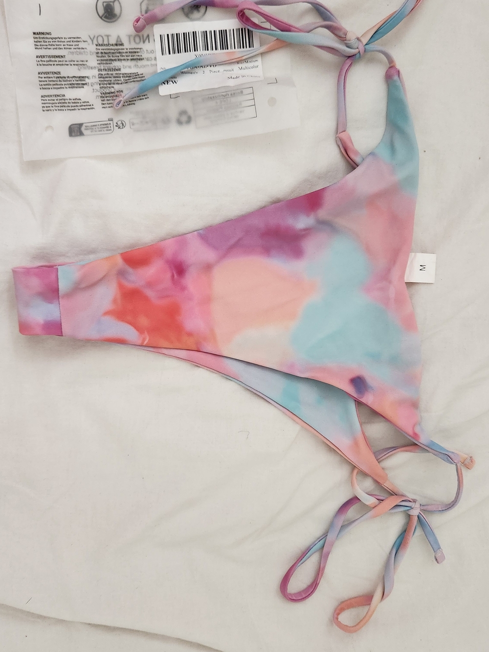 Tie-Dye Pastel One-Shoulder Bikini Top - Pastel Multi